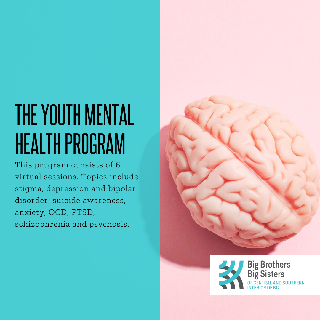 The Youth Mental Health Program consists of 6 virtual sessions. Topics include stigma, depression, bipolar disorder, suicide awareness, anxiety, OCD, PTSD, schizophrenia and psychosis.